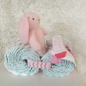 BABY GIRL DIAPER CAKE CENTERPIECE FOR BABY SHOWER